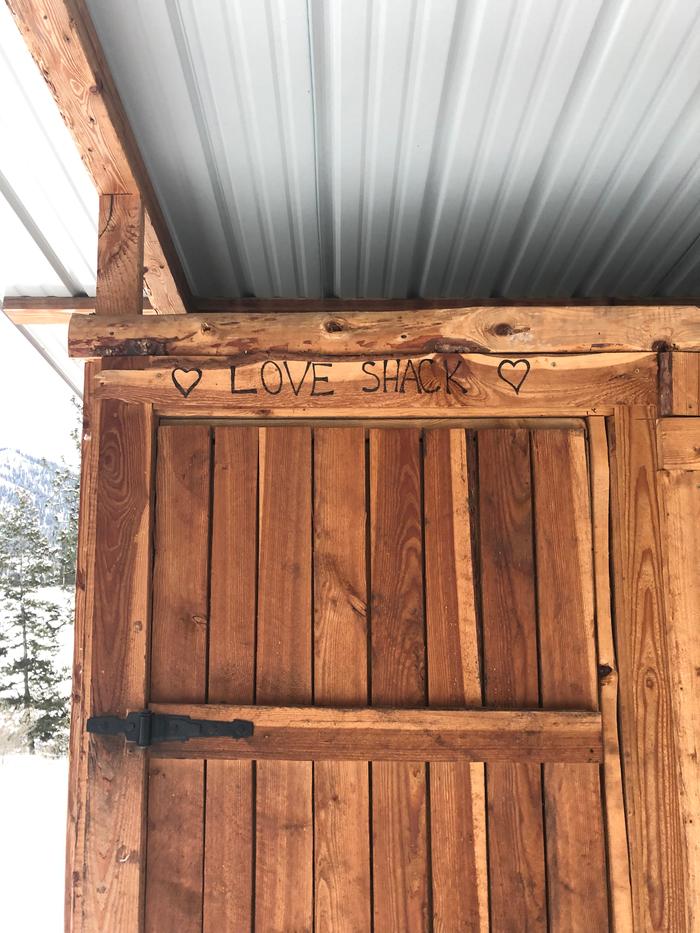 love shack wood burned door