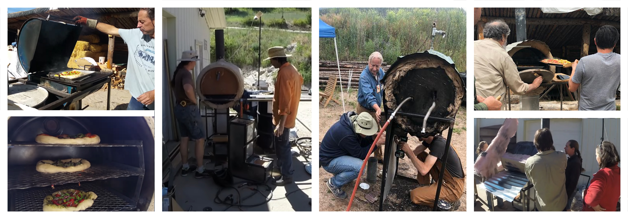 rocket-oven-collage people building and using rocket ovens